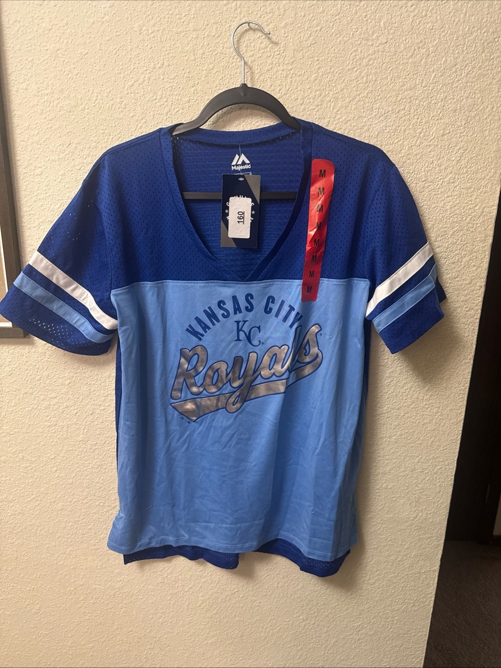 Majestic Kansas City Royals Two-Tone Light Blue & Royal V-Neck Jersey